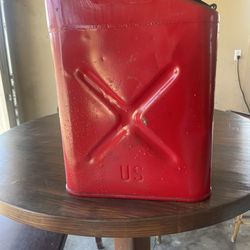 Vintage Red Metal JERRY CAN 5 Gallon 