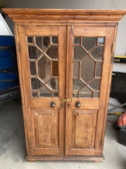 19th Century Fretwork Door Cabinet with Bun feet