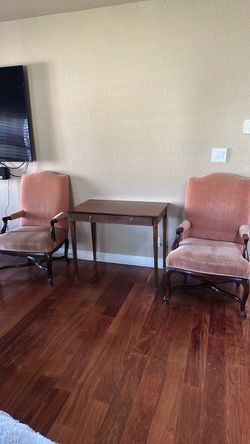 Upholstered armchairs, two chairs