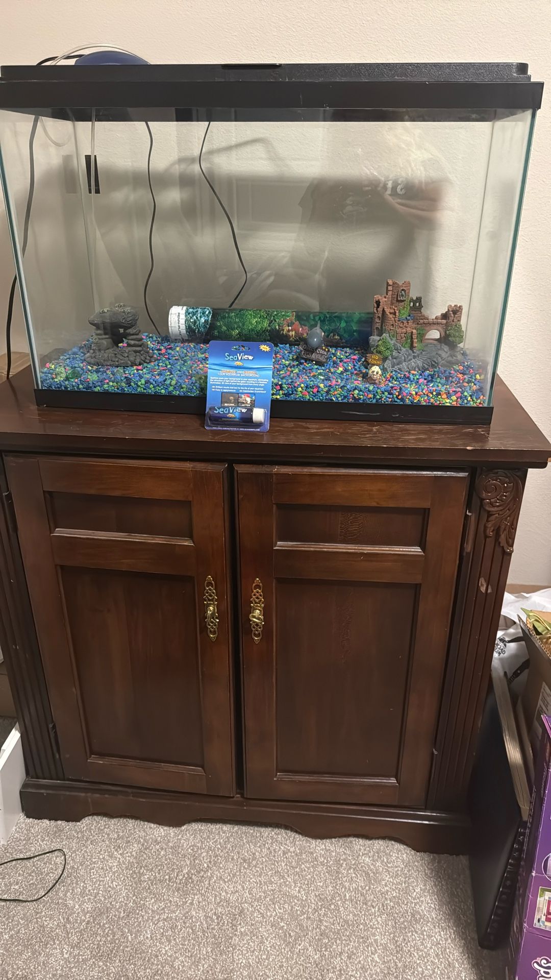 Fish Tank Aquarium Plus Cabinet Dresser Stand $40