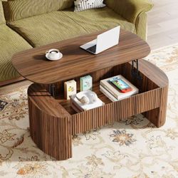 Lift Top Coffee Table for Living Room, 47-Inch Rustic Lift Up Tabletop Center Tables with Hidden Compartment, Rustic Brown