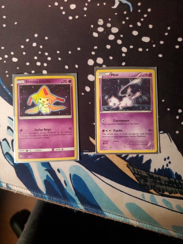 Pokemon Cards - Shining Jirachi & Promotion Mew Card.