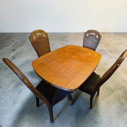 6 pc Dining Room Set, Table, Leaf Extension, and 4 Chairs