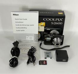 Nikon COOLPIX S2600 Black 14MP Digital Camera with 16GB Memory & Charger in Box