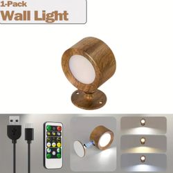 Rechargeable Wall Lights For Bedroom & Living Room: Cordless, 3 Color Temps, 360° Rotation, No-Drill. Remote Control, Dimmable For Night Reading Bedsi