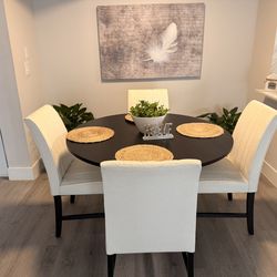 48" Round Dining Table With 4 Chairs