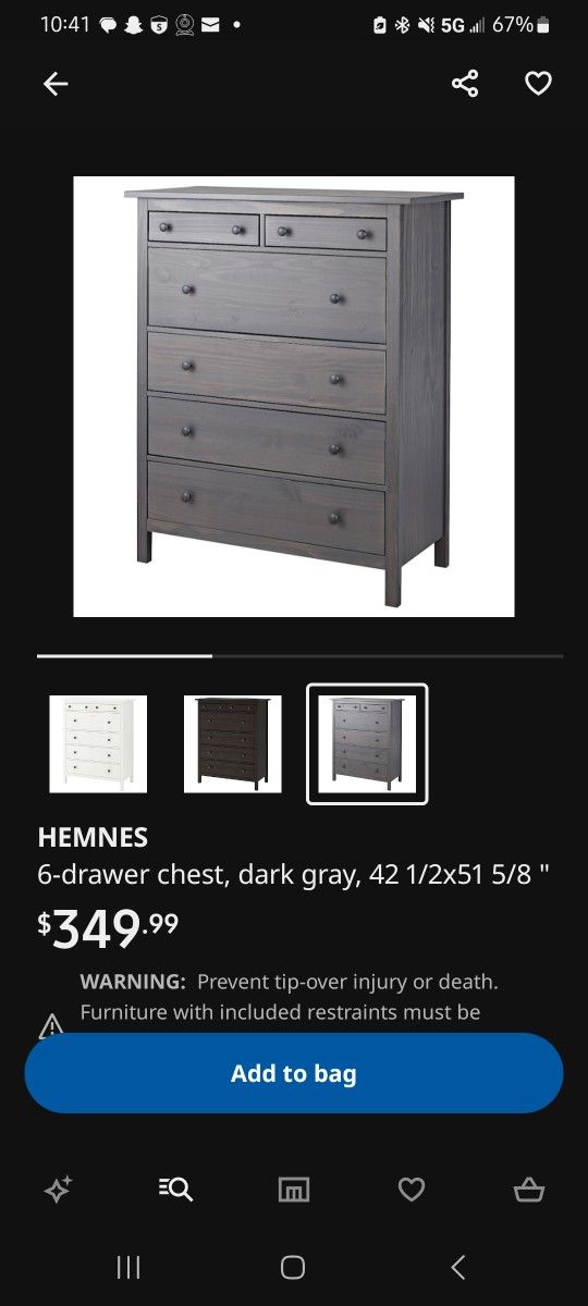 Grey Ikea Hemnes Dresser