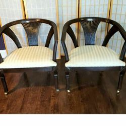 Vintage Pair Barrel Armchairs
