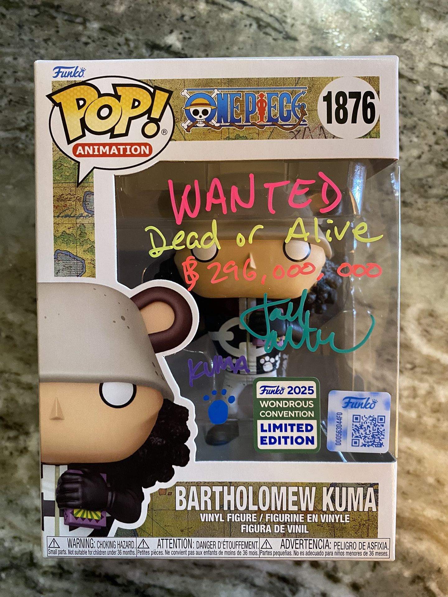 One Piece Bartholomew Kuma Signed Funko Pop