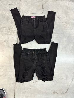 Black Distressed Skinny Jeans – 2 Pairs