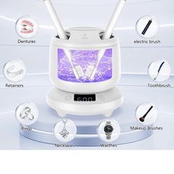 2025 Ultrasonic Retainer Cleaner for Dentures & Aligner, Durable Removable Base and Top Cover, Denture Cleaner Machine with 4 Modes for Mouth Guards, 