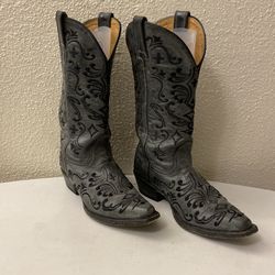 Shyanne dark gray leather cowboy boots ladies size 6