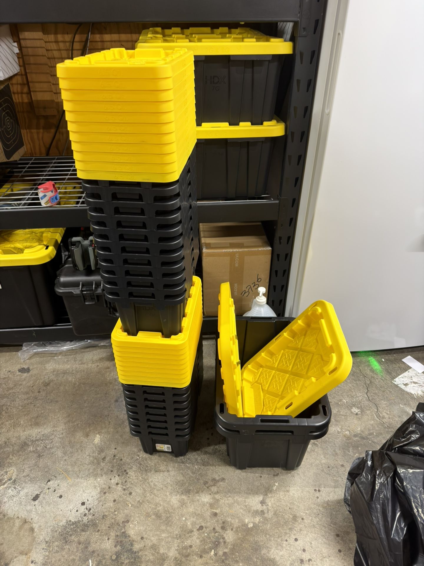6.5-Qt Tough Storage Tote in Black with Yellow Lid