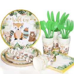 Brand new! Wild One Birthday Decorations for Boys Wild One Party Supplies, 1st Plates and Napkin Sets Serving 20 Guests
