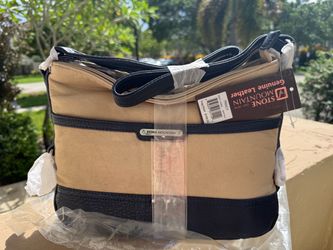 Brand New W/Tags Authentic “Stone Mountain” Genuine Leather Purse bag Navy/Chino (Taupe) ! Retail: $169