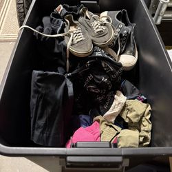 LOT Clothing Clothes Shoes and Storage Bin ALL FOR $5