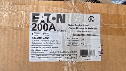 Eaton 200amp  electrical main panel