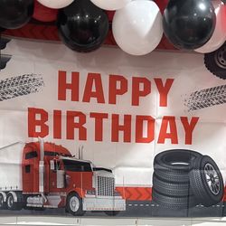 Happy Birthday Truck Backdrop 