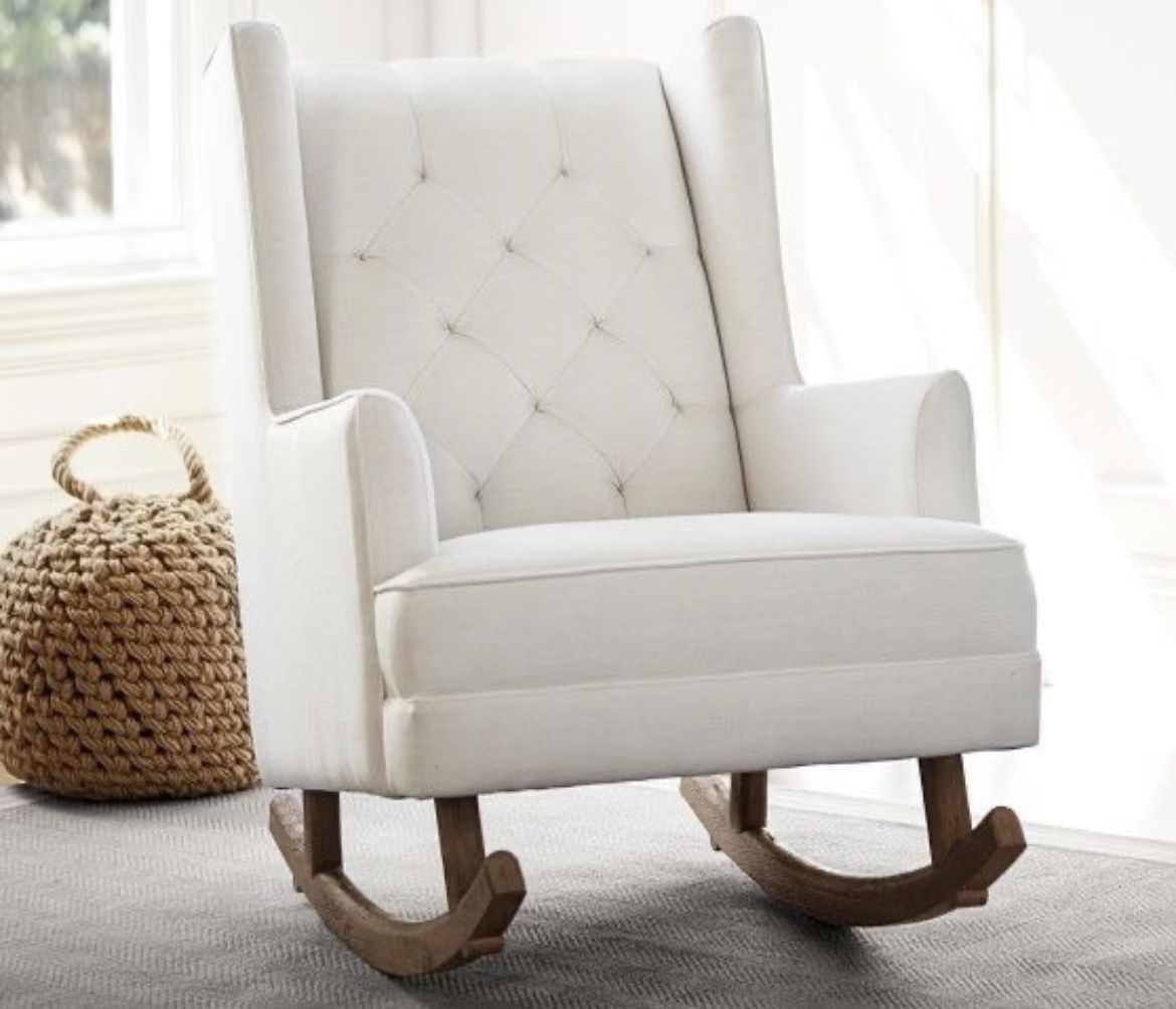 Pottery Barn Modern Tufted Wingback Rocking Chair