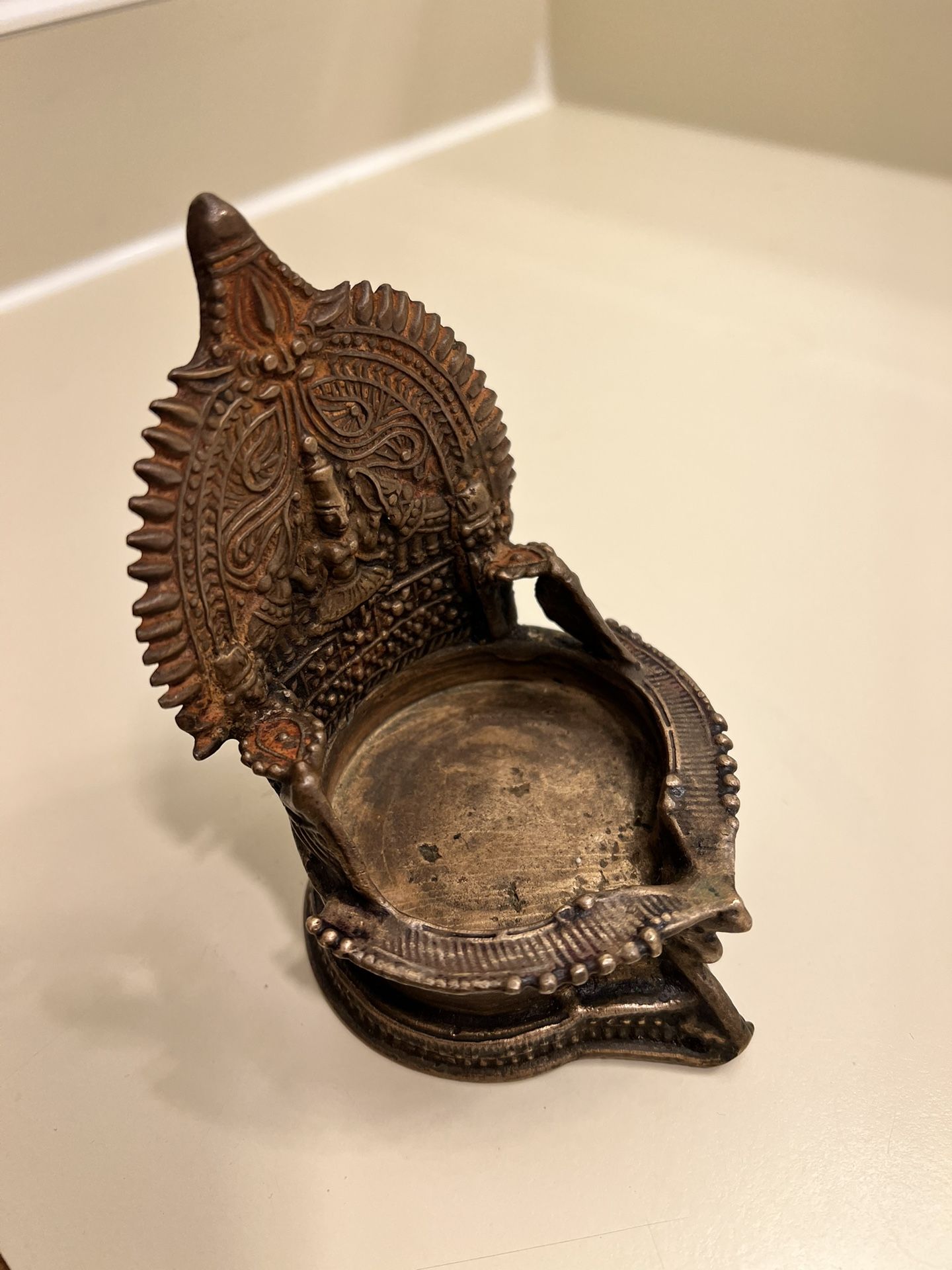 INDIA brass oil lamp, Lakshmi. Ganesha