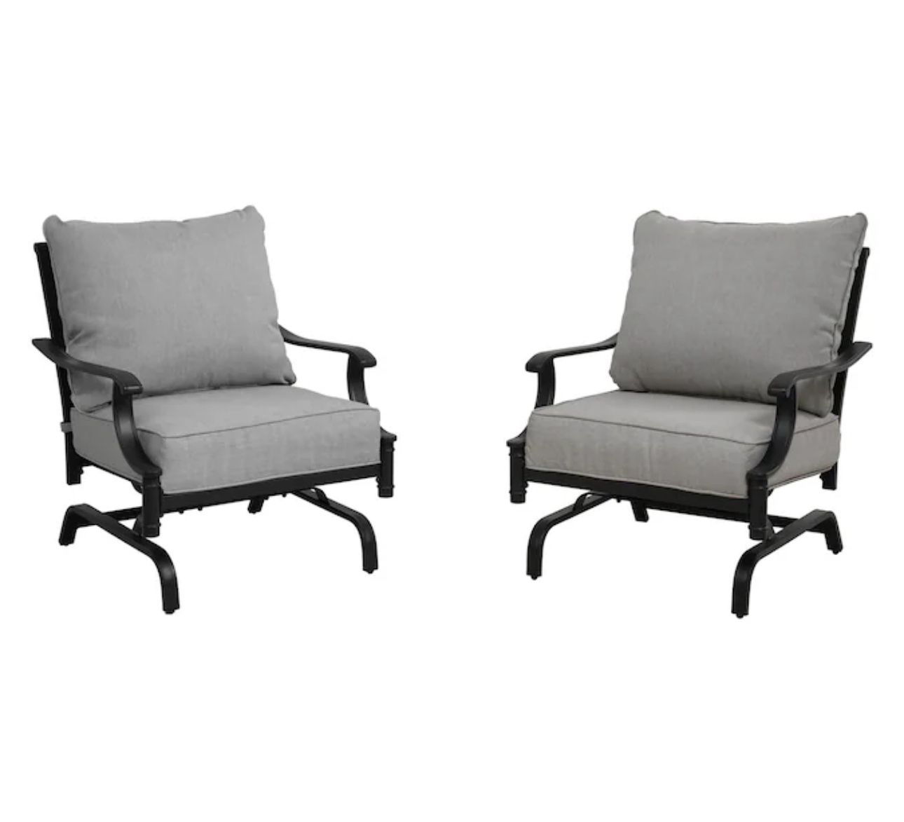 Thomas Lake Set of 2 Gray Steel Frame Conversation Chair with Light gray Cushioned Seat