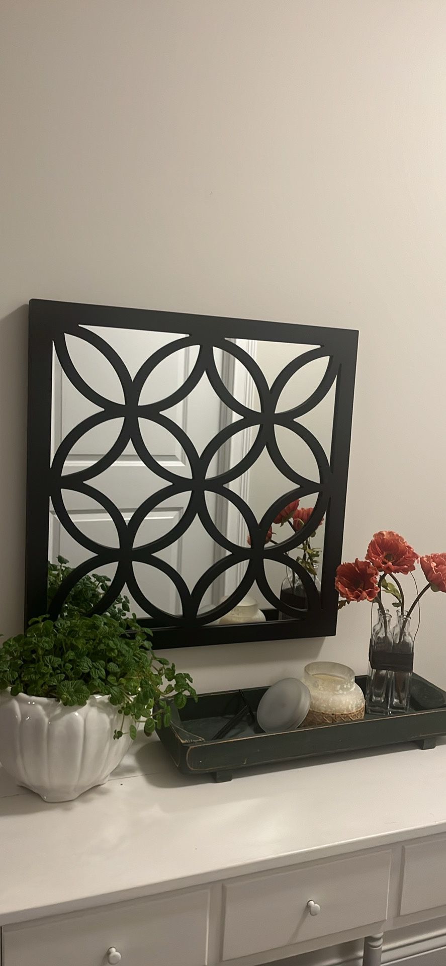 2 Ft Square Mirror With Geometric Accent 