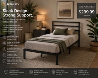 Lightweight Metal Platform Bed Frame – Twin Size