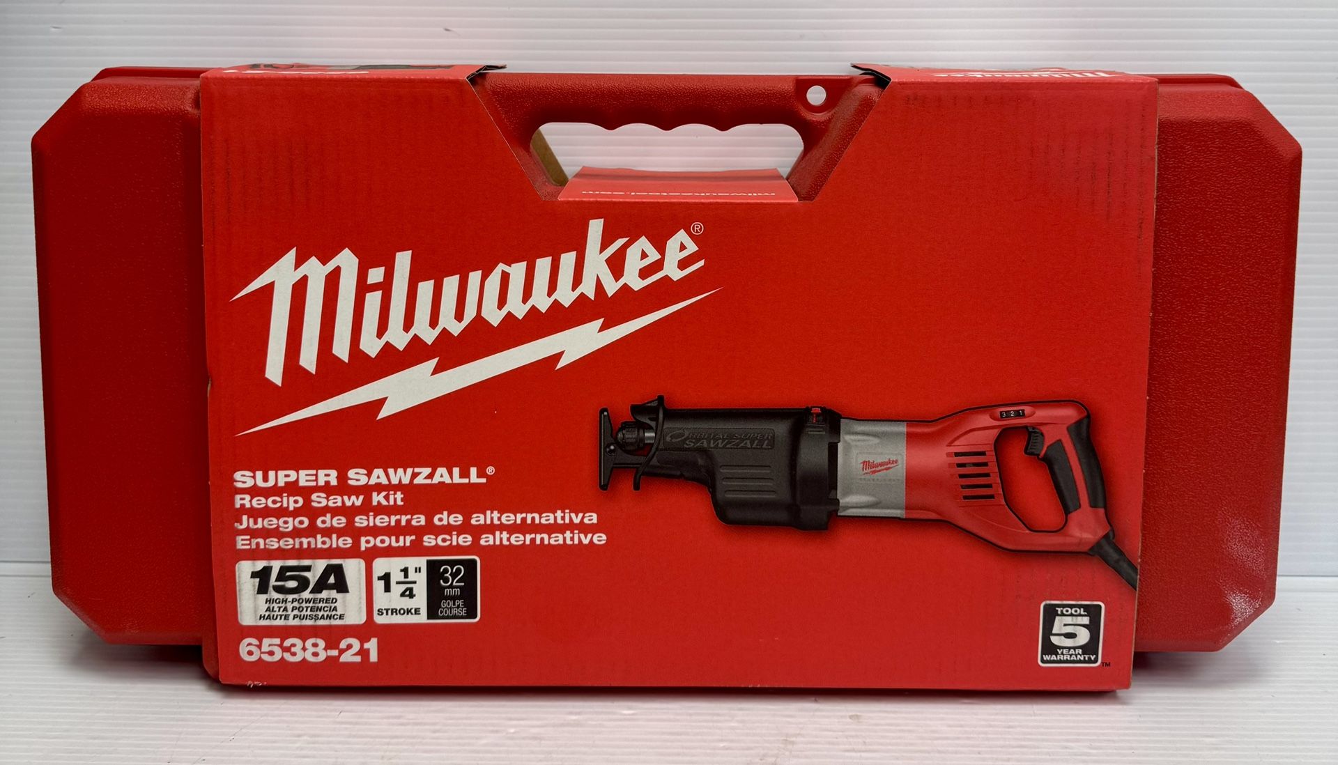 Milwaukee 6538-21 15 Amp 1-1/4 In Super Sawzall Orbital Reciprocating Saw Kit