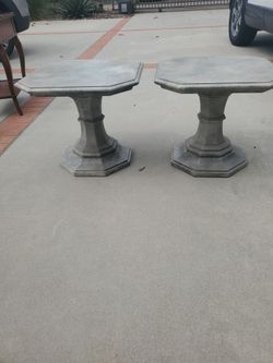 Pair of Octagonal Wood Pedestal Side Tables