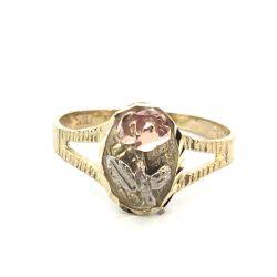 Woman’s Ladies 10k Tri Toned Rose White Yellow Gold Oval Rose Ring Size 5.5 GP3130724
