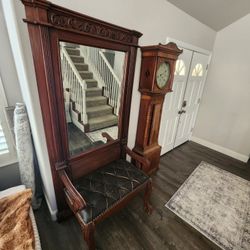 Entryway Foyer Bench With Mirror