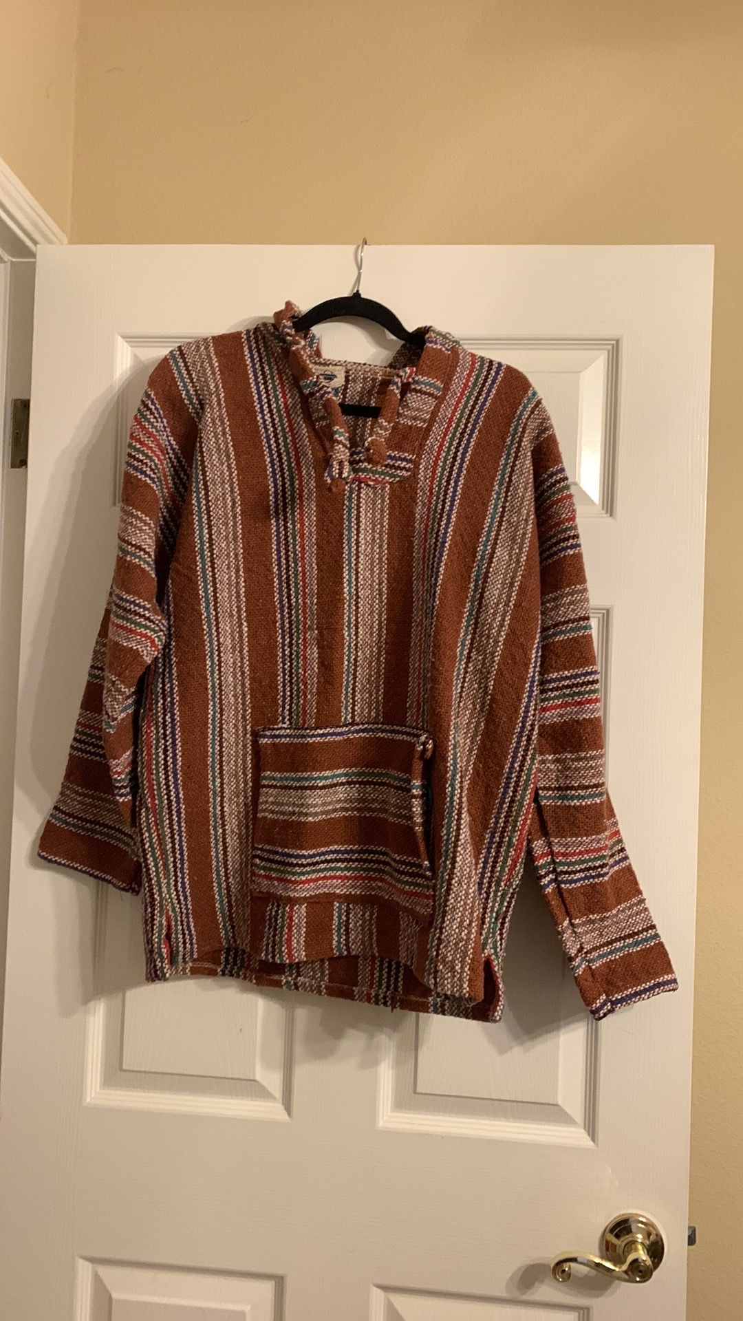 Cotton Blend Striped Poncho