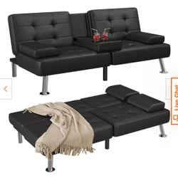 Black Leather Futon