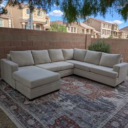 Living Spaces Beige U-Shaped Sectional Sofa - Like New - Free Delivery