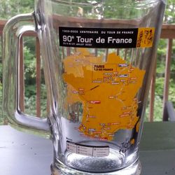 2003 Tour de France Souvenir Pitcher, Large Glass Beer Pitcher