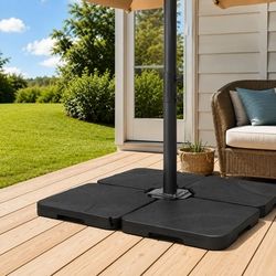 Costway 4-Plate Patio Offset Umbrella Base Stand Weights, Holds Up to 195 Lb Wet Sand, Black (OP70877)