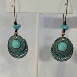 Copper Turquoise Boho Earrings
