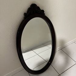 Oval Dark Brown Mirror