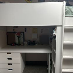 White Loft Bed Twin With Desk 