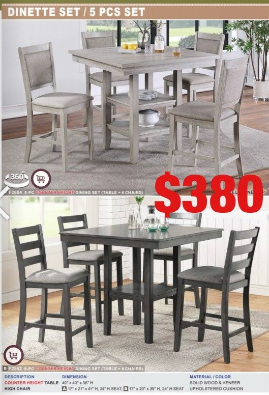5 piece dining set. Assembly required. Assembly not included. Tax included. Free local delivery.