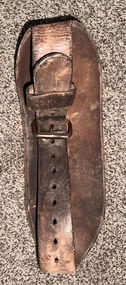 Vintage Leather Powerlifting Belt Pin Buckle Brown Weight Lifting Gym Training