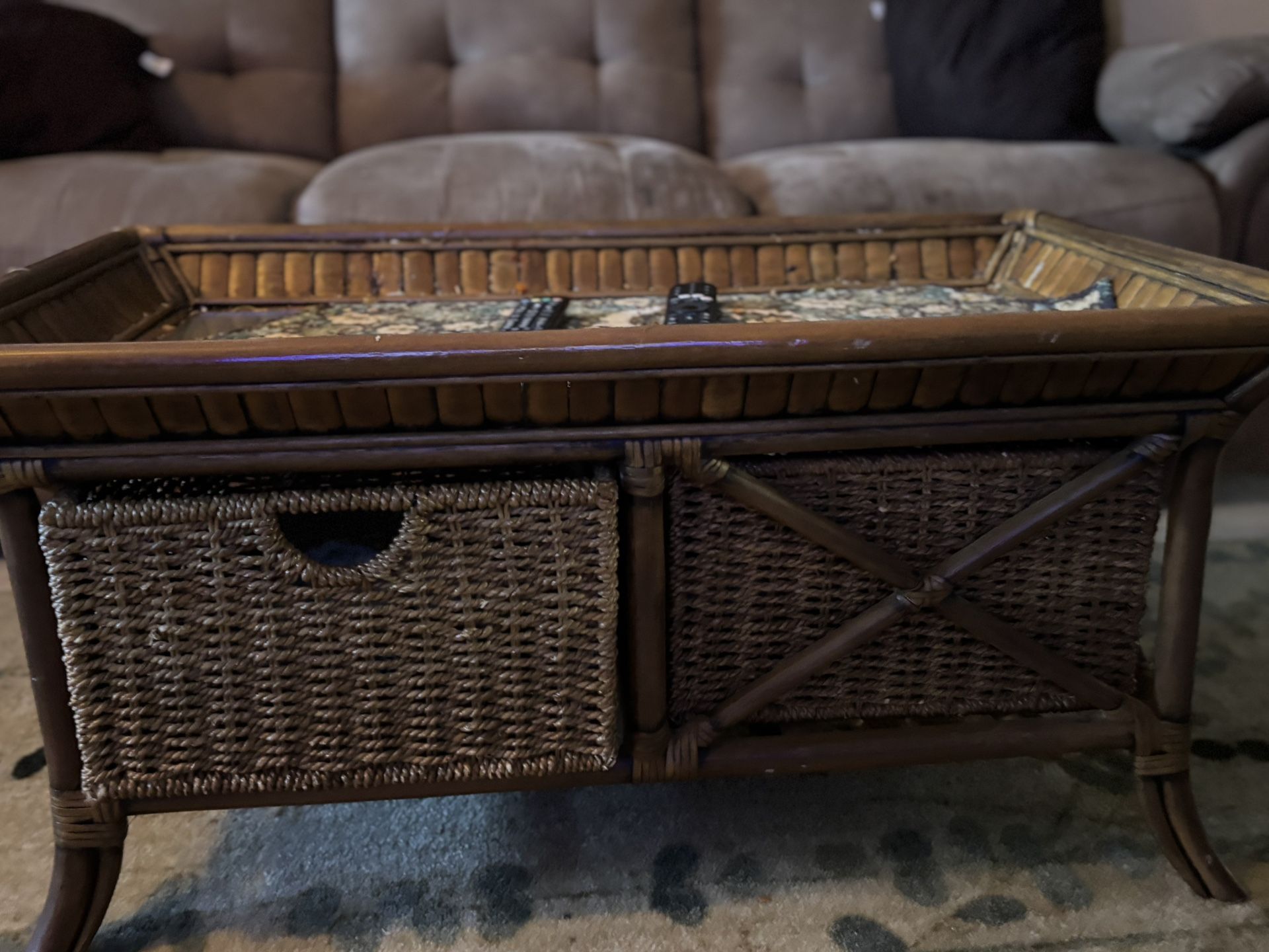 Glass Top Coffee Table With 2 Matching End Tables