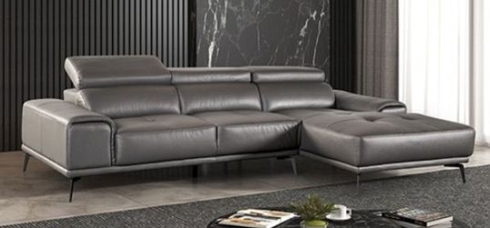 Brand New Grey Leather Modern Style Sectional Sofa