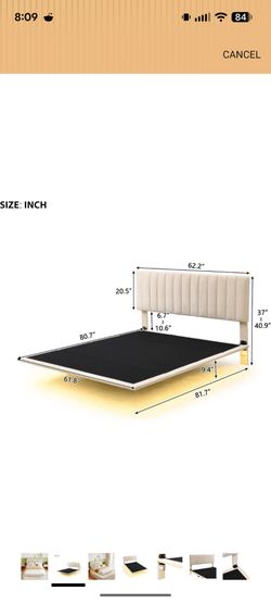 Queen Size Upholstered Bed with Sensor Light and Headboard, Floating Velvet Platform Bed, Beige

***New in Box*** 
Originally $355
I have several of t