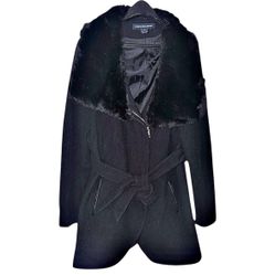 French Connection Women's Wool Coat - Black Size XL