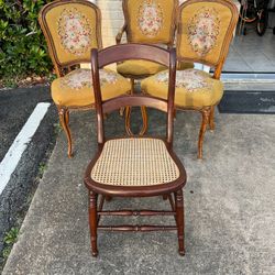Vintage French Country Brown Cane Side Chairs