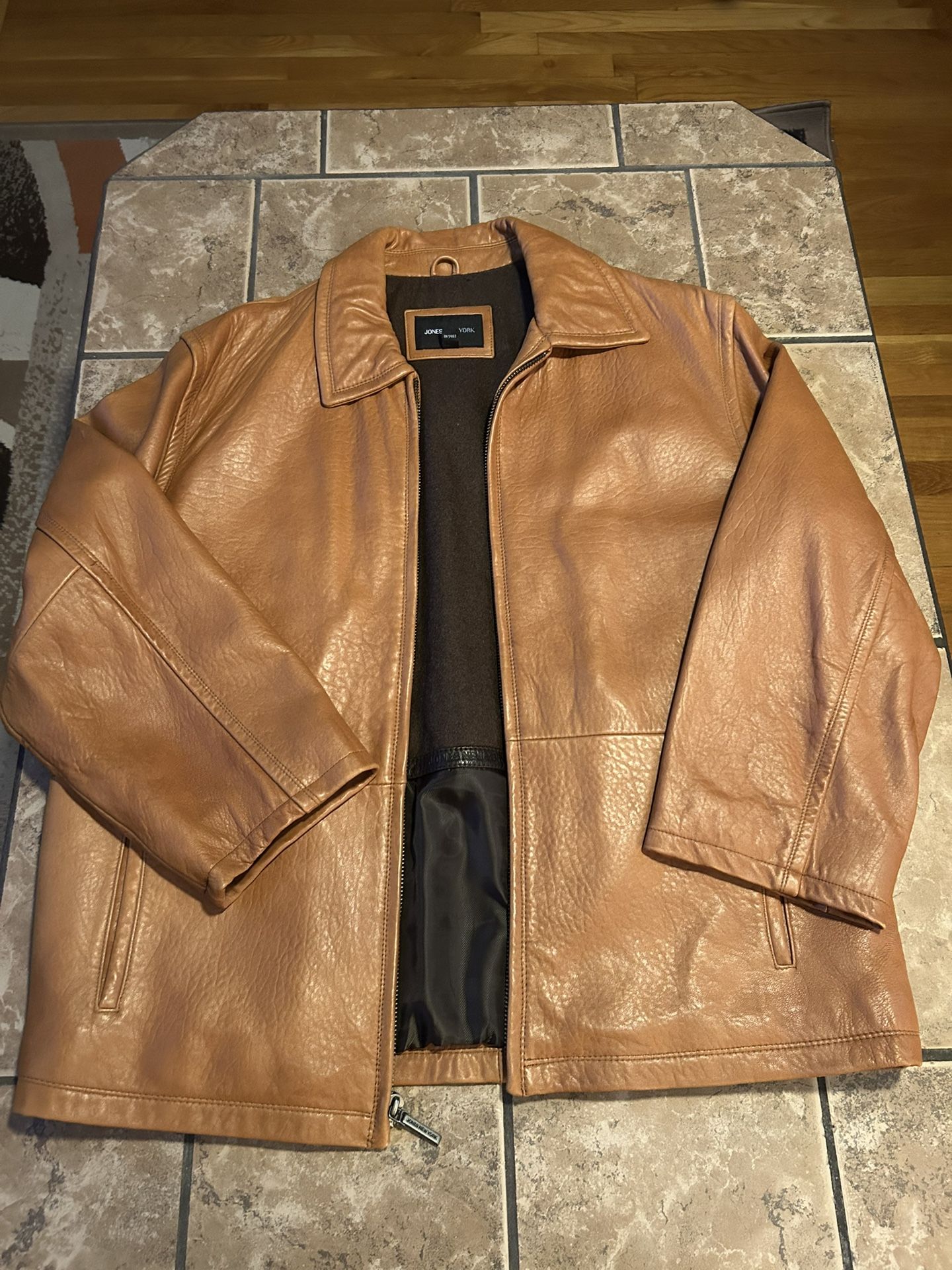Jones New York Tan Leather Jacket