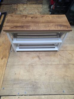 Wooden Entryway Bench with Shoe Shelves