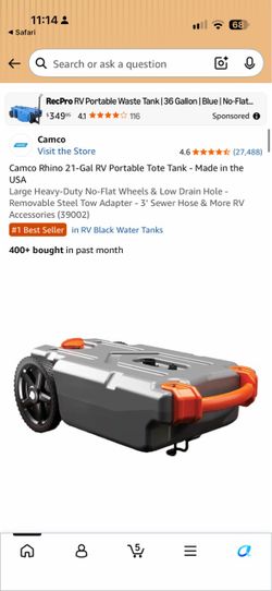 Rhino 21 Gallon RV Portable Tote Tank (not used)