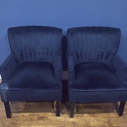 Pair Blue velvet chairs